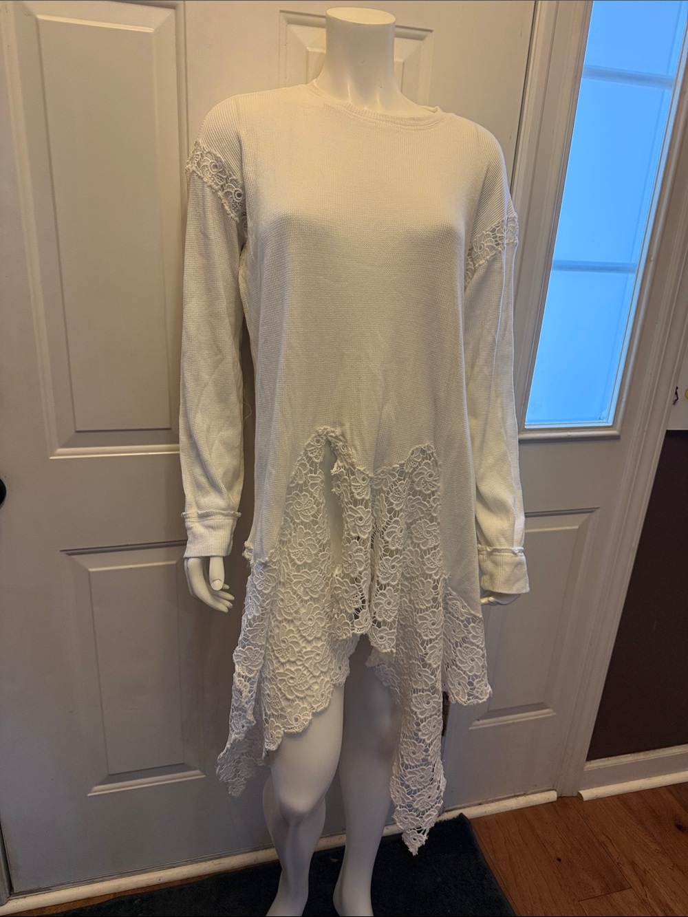 Free People Ivory Lace-Hem Tunic